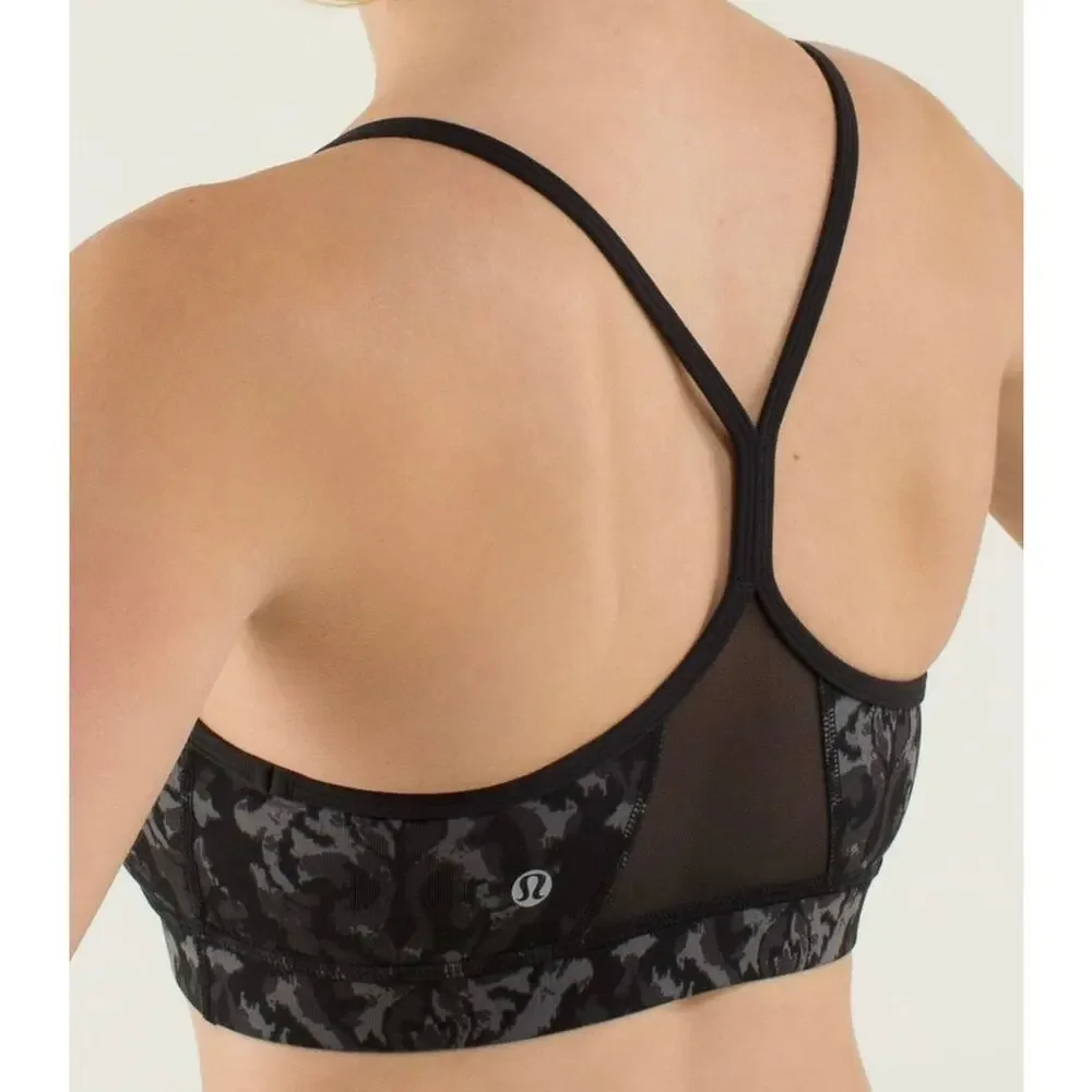 LULULEMON Flow Y Sports Bra Beautiful Baroque Black 6